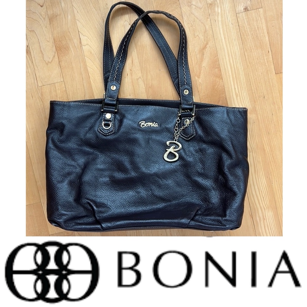 🐄Pebbled/Textured Leather Tote Shoulder Bag  Classic Design—Bonia Collezione